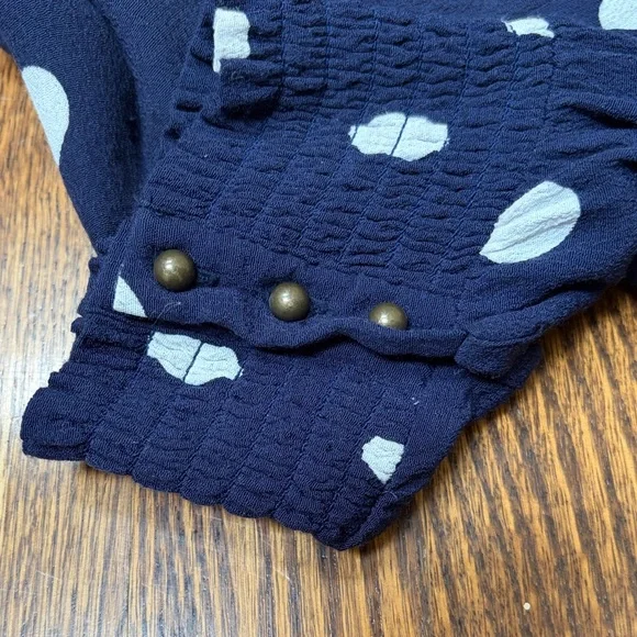 Anthropologie Navy and White Polka Dot Midi Dress - Picture 8 of 13